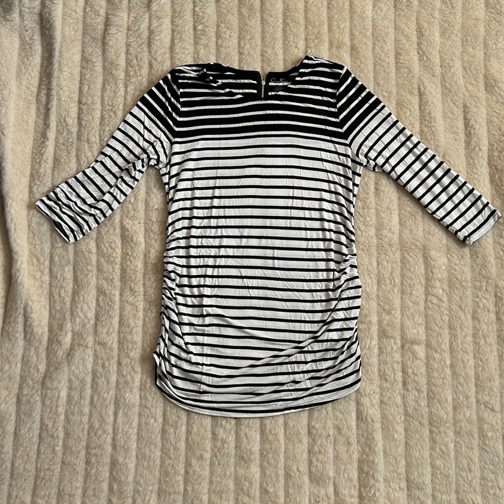 Maternity Lg black and white stripe shirt